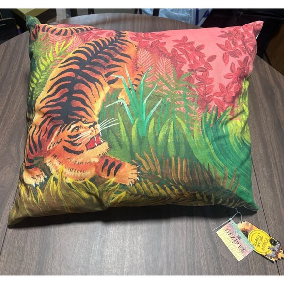 Tiger Print Decorative Pillow By Deziree Smith World Traveler Collection 20x17 - Picture 1 of 12